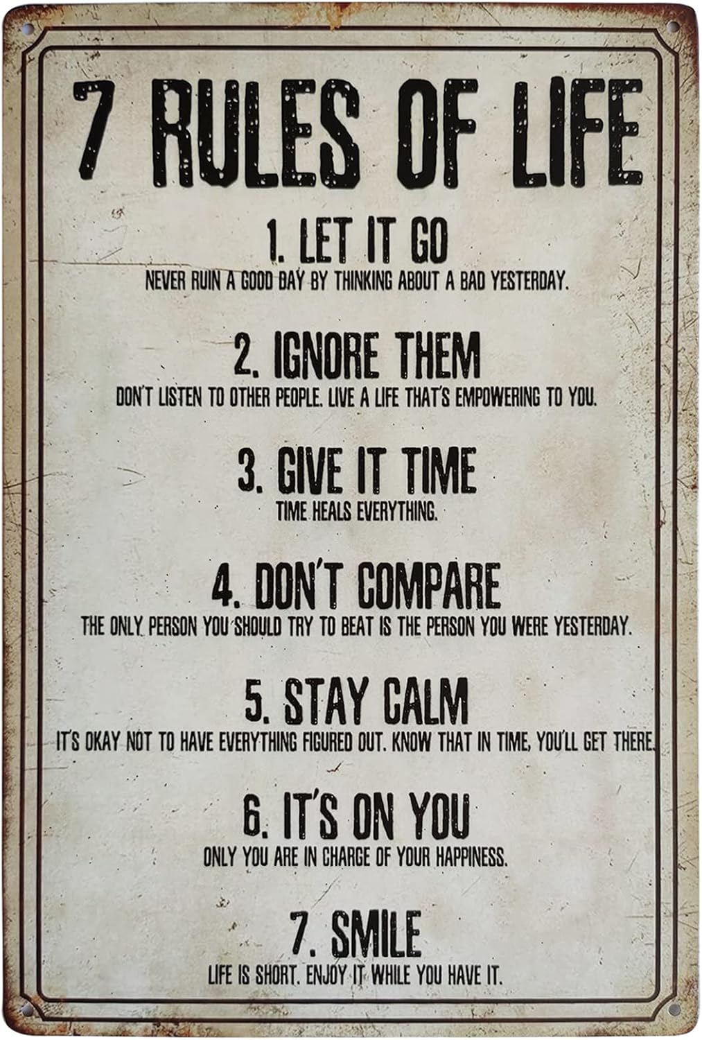Home Bathroom Rules - 7 Lebensregeln Vintage Metallschild Inspirierende Zitat-Schilder