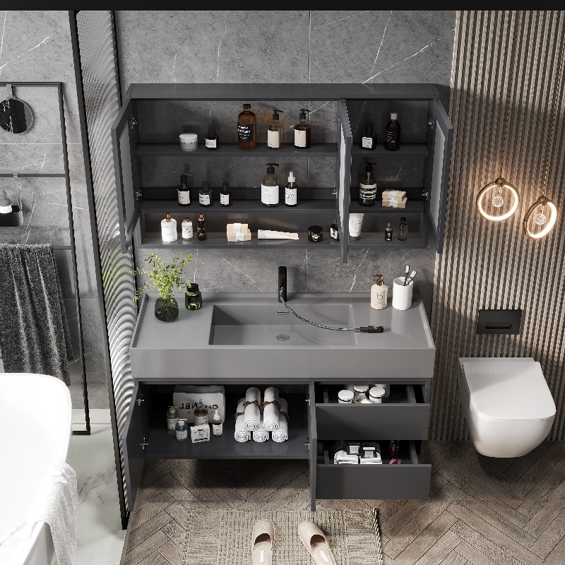 Home Bathroom Partition - Luxuriöser, sicherer Badezimmerschrank, platzsparend, schmale Schubladen,
