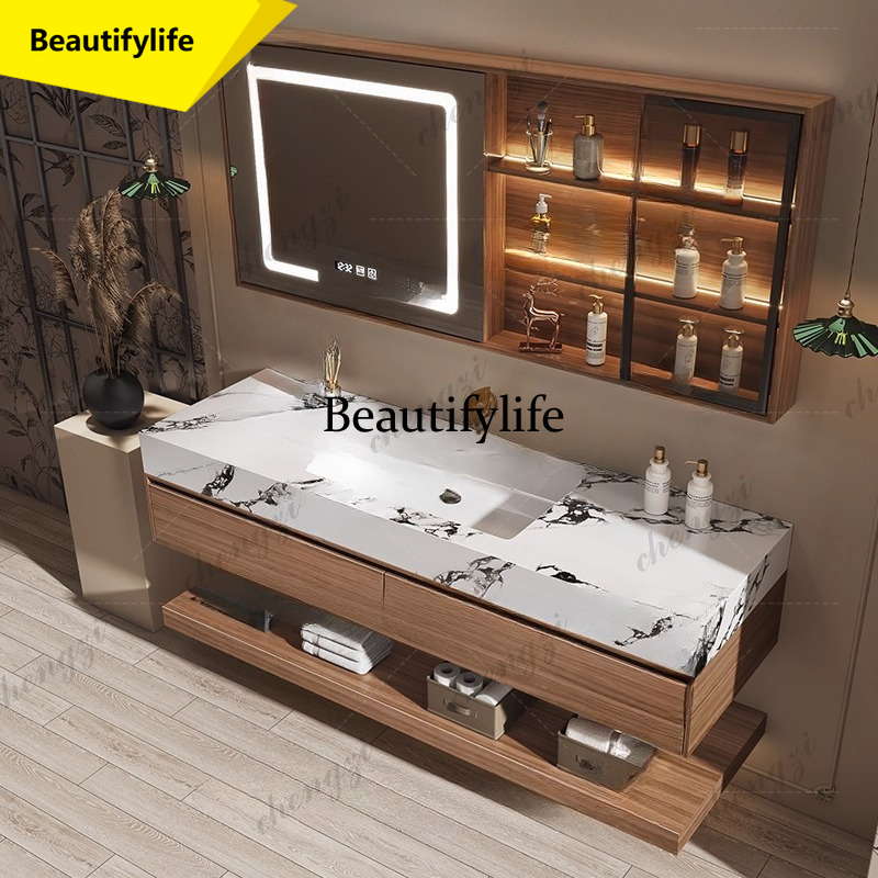 Home Bathroom Vanity Combo - M02 Toiletten-Holz-Badezimmerschrank Aufbewahrungszubehör Spiegel Moderne Kommoden