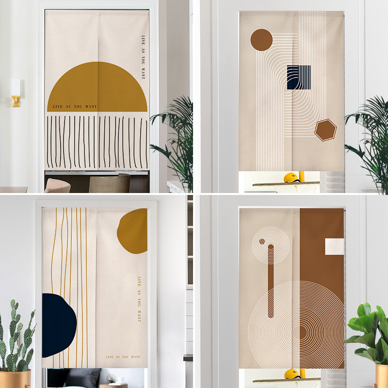 Home Bathroom Partition - Türvorhang im Wabi-Sabi-Stil, einfach gestreift, für