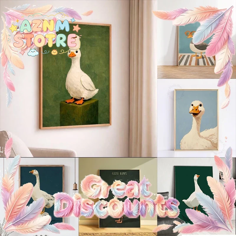 Home Bathroom Ideas - Enten-Gans-Poster, Lustige Badezimmer-Wandkunst, Humorvoller Tierdruck, Dekor