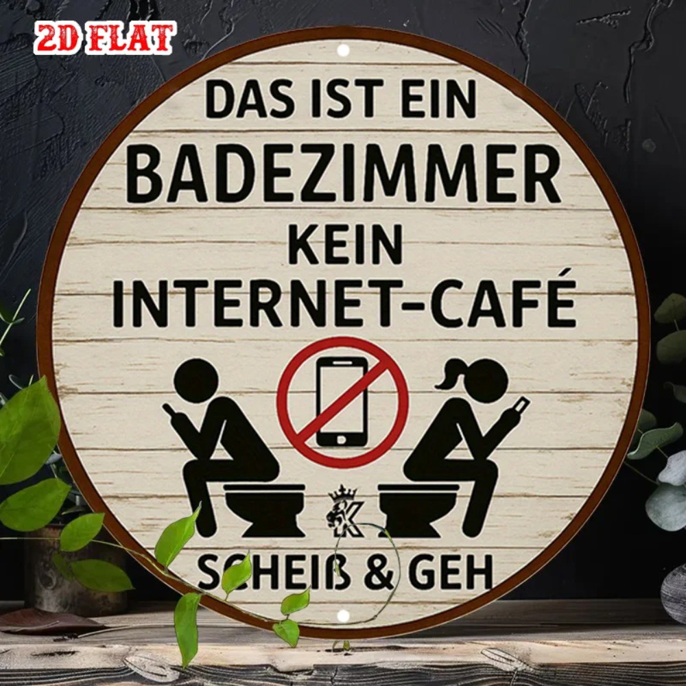 Home Bathroom Rules - Retro-Wandkunst aus rundem Aluminium, 19,81 cm,