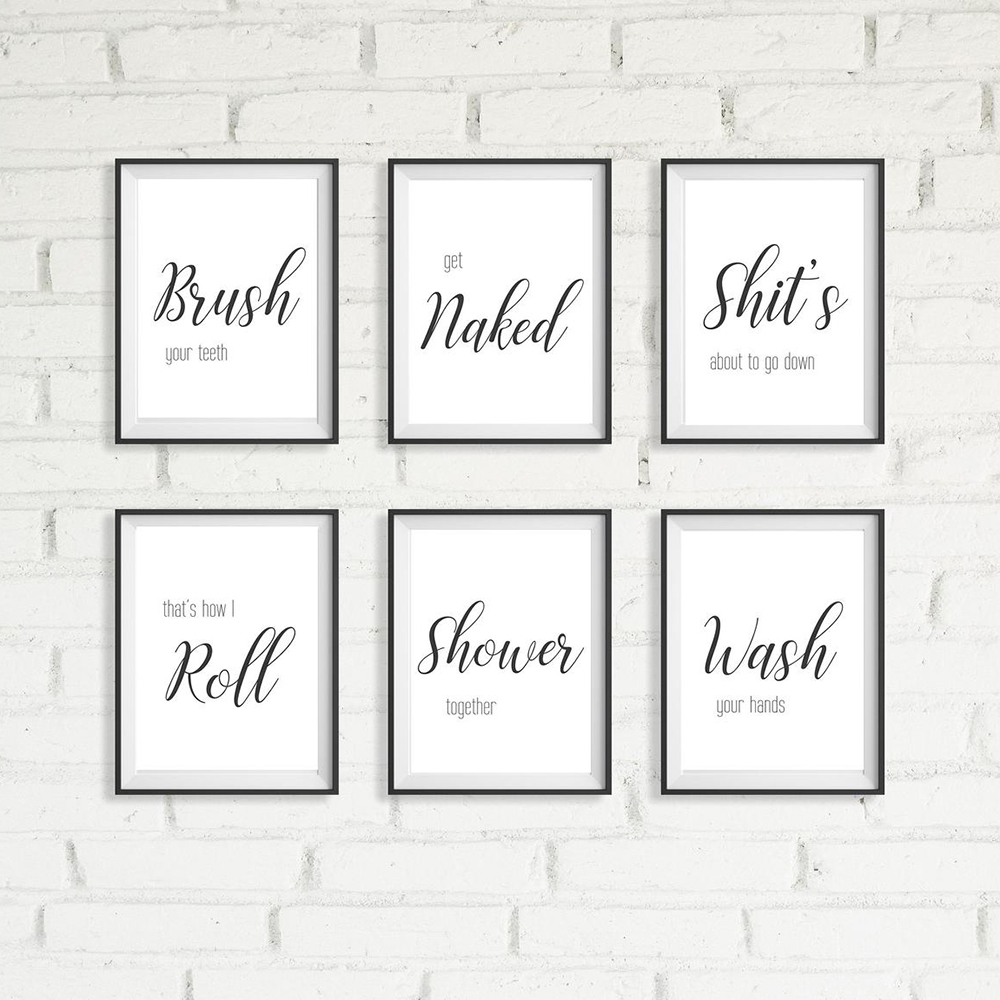 Home Bathroom Rules - Wand Kunst Leinwand Malerei Lustige Badezimmer