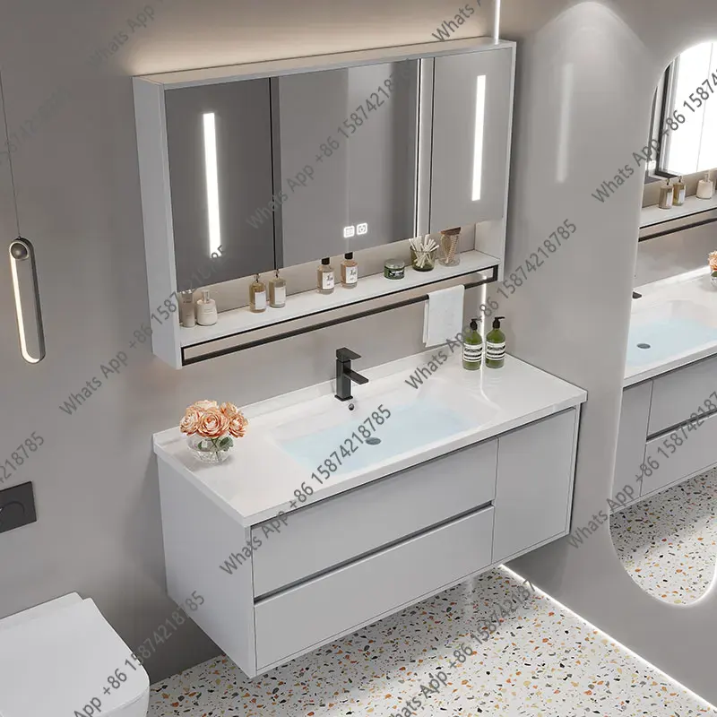 Home Bathroom Vanity Combo - J Vintage Badezimmermöbel mit Trennwand, Toilettenunterschrank,