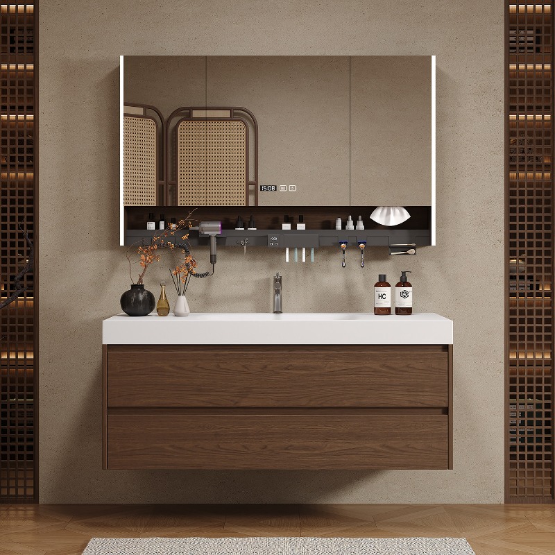 Home Bathroom Vanity Combo - Holztrennwände Badezimmerschrank Luxuriöser Moderner Platzsparer Schubladen
