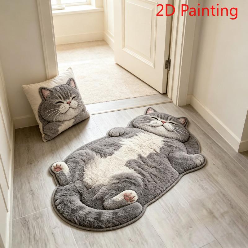 Jet Home Bathroom Mats - 1 Stück Niedlicher Katzenförmiger Teppich, Stilvoller