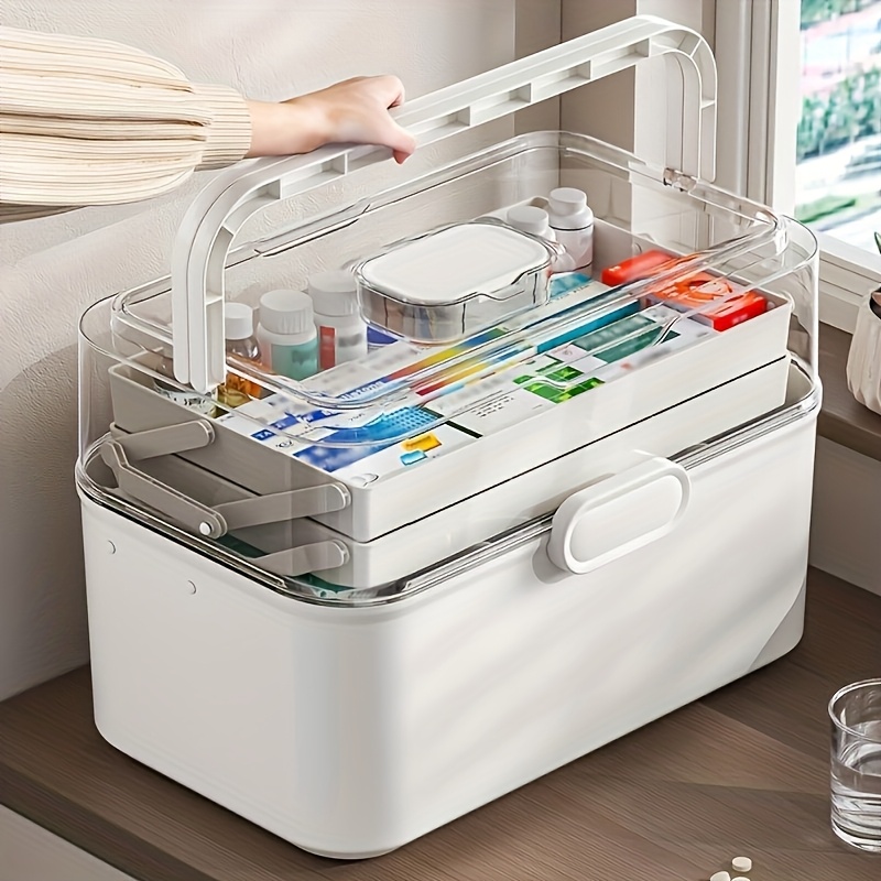 Home Bathroom Supplies - Große Medikamentenaufbewahrungsbox/Verteilbox mit transparentem Deckel –