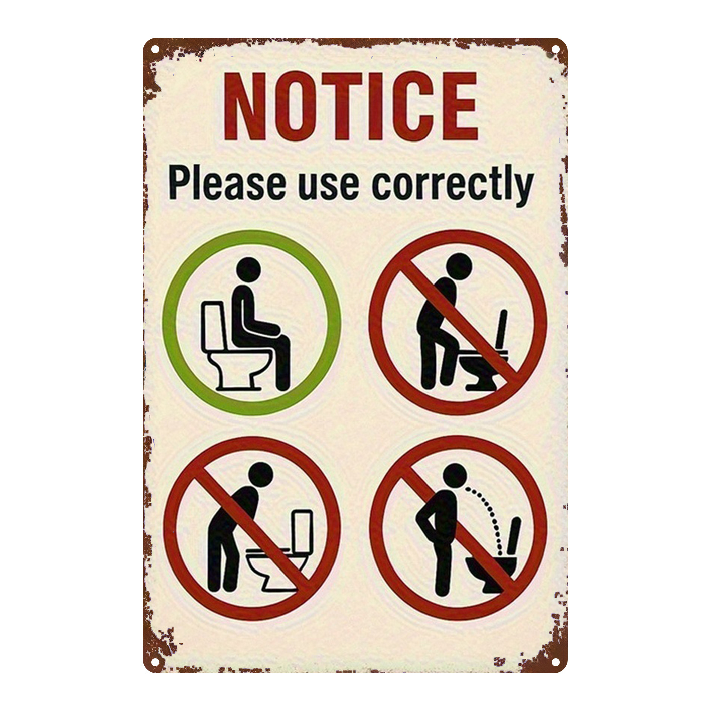 Home Bathroom Rules - Vintage Flache 2D Aluminium Wandkunst 8x12