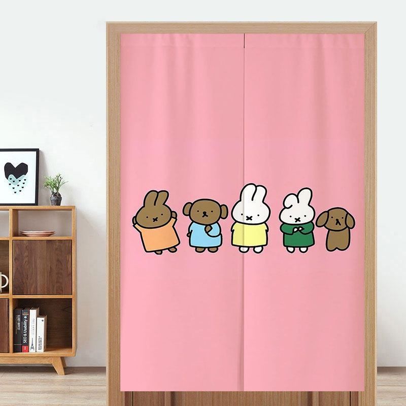 Home Bathroom Partition - Niedlicher Miffy-Türvorhang, ohne Bohren, hängender Raumteiler,