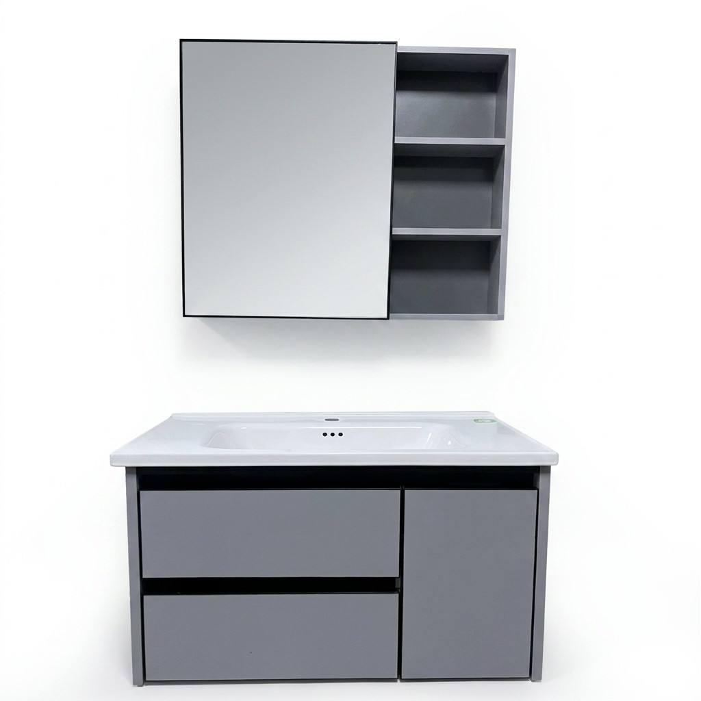 Home Bathroom Vanity Combo - Badezimmerschrank Moderner Umweltfreundlicher Wandmontierter Badezimmerspiegelschrank-Kombination mit