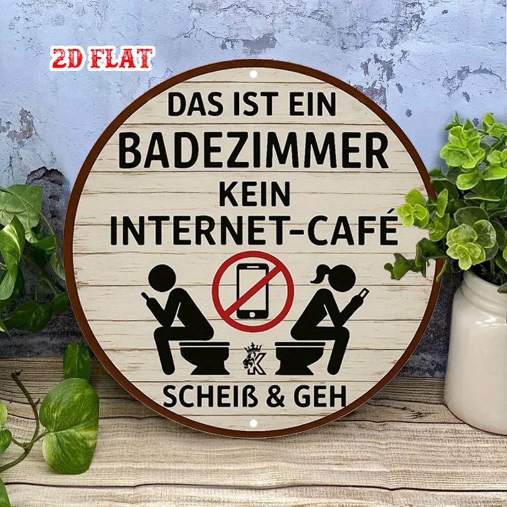 Retro-Wandkunst aus rundem Alu – Home Bathroom Rules Bewertung und Preis