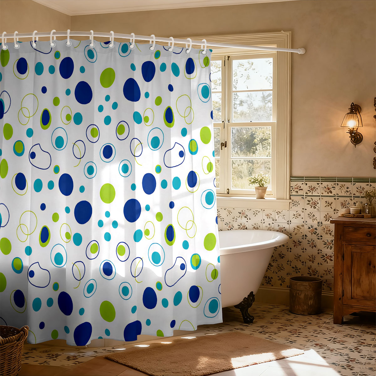 1 Stück Farbiger Bedruckter Du – Home Bathroom Partition Bewertung und Preis