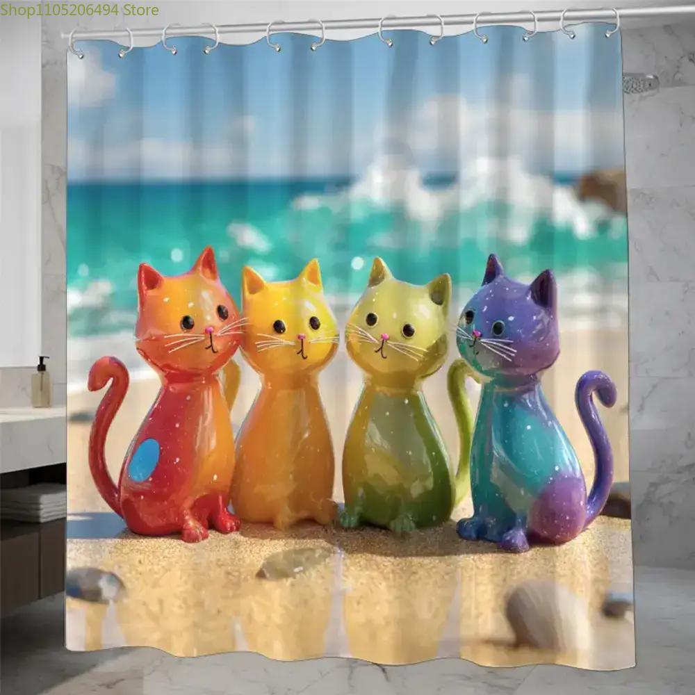 Bunter Regenbogen-Katzen-Dusch – Home Bathroom Ideas Bewertung und Preis
