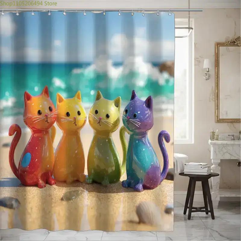 Bunter Regenbogen-Katzen-Dusch – Home Bathroom Ideas Bewertung und Preis