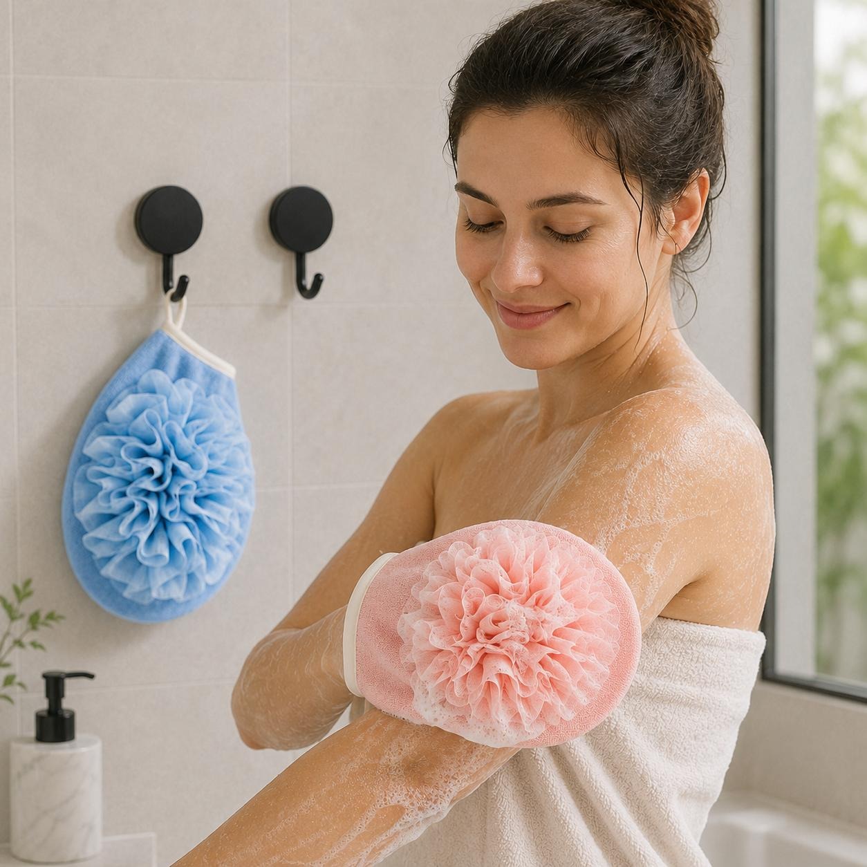 2 Paar Badehandschuhe + 2 Hake – Home Bathroom Cleaning Kit Bewertung und Preis