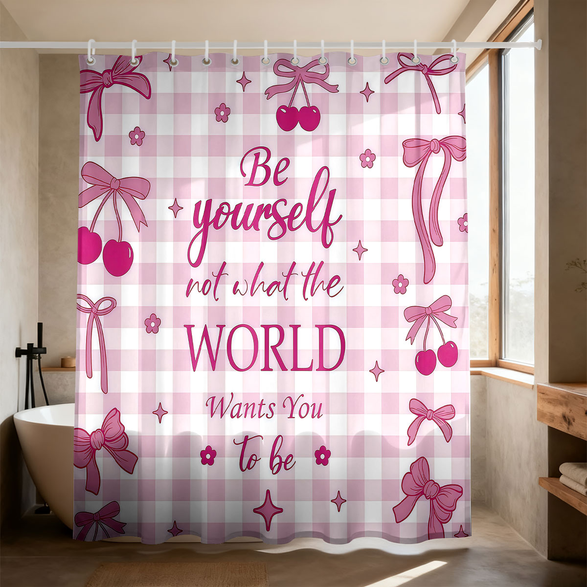 1 Stück Rosa Schleifenmuster-D – Home Bathroom Partition Bewertung und Preis