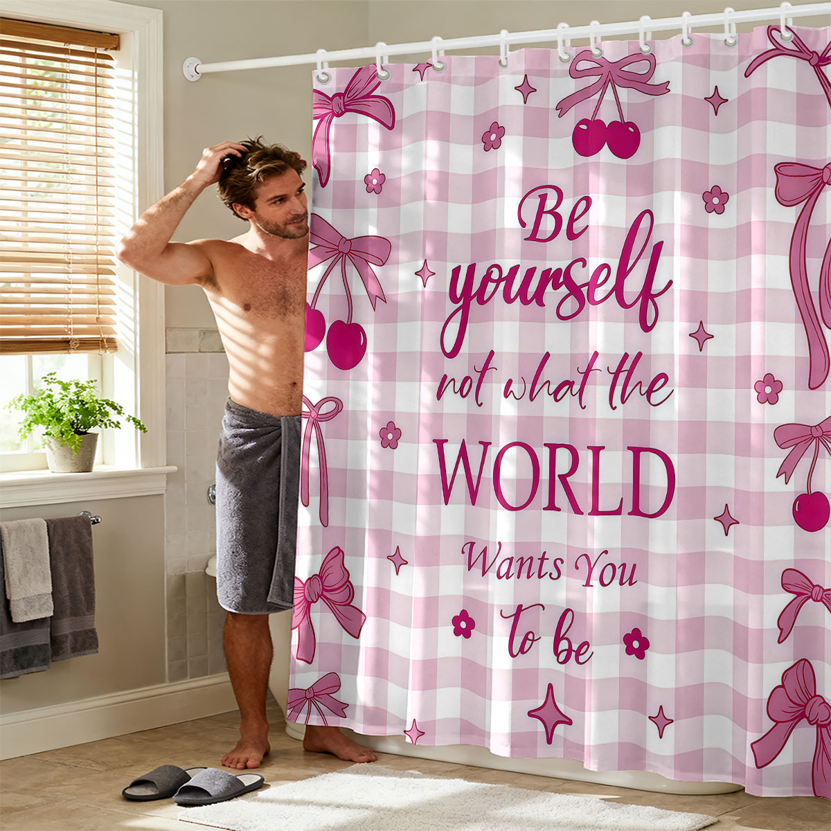 1 Stück Rosa Schleifenmuster-D – Home Bathroom Partition Bewertung und Preis